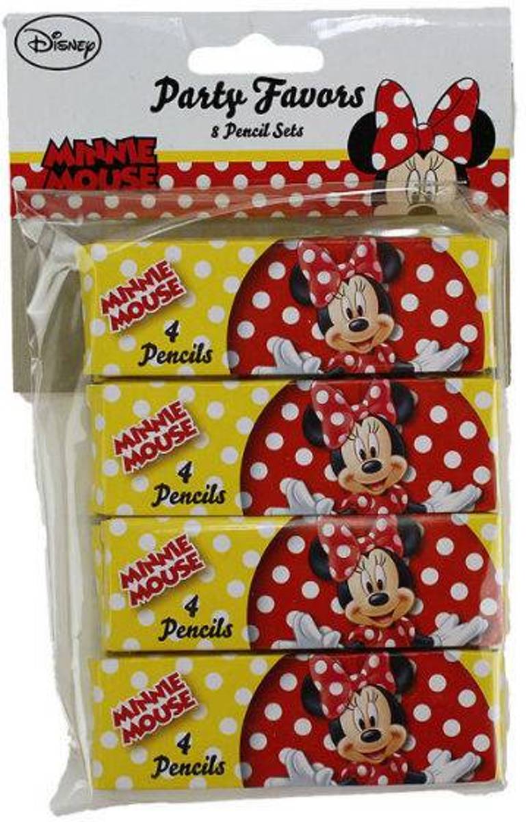 8 SETS | Disney Minnie Mouse - 4 kleurpotloden in doos (Traktatie / Uitdeelcadeautjes)